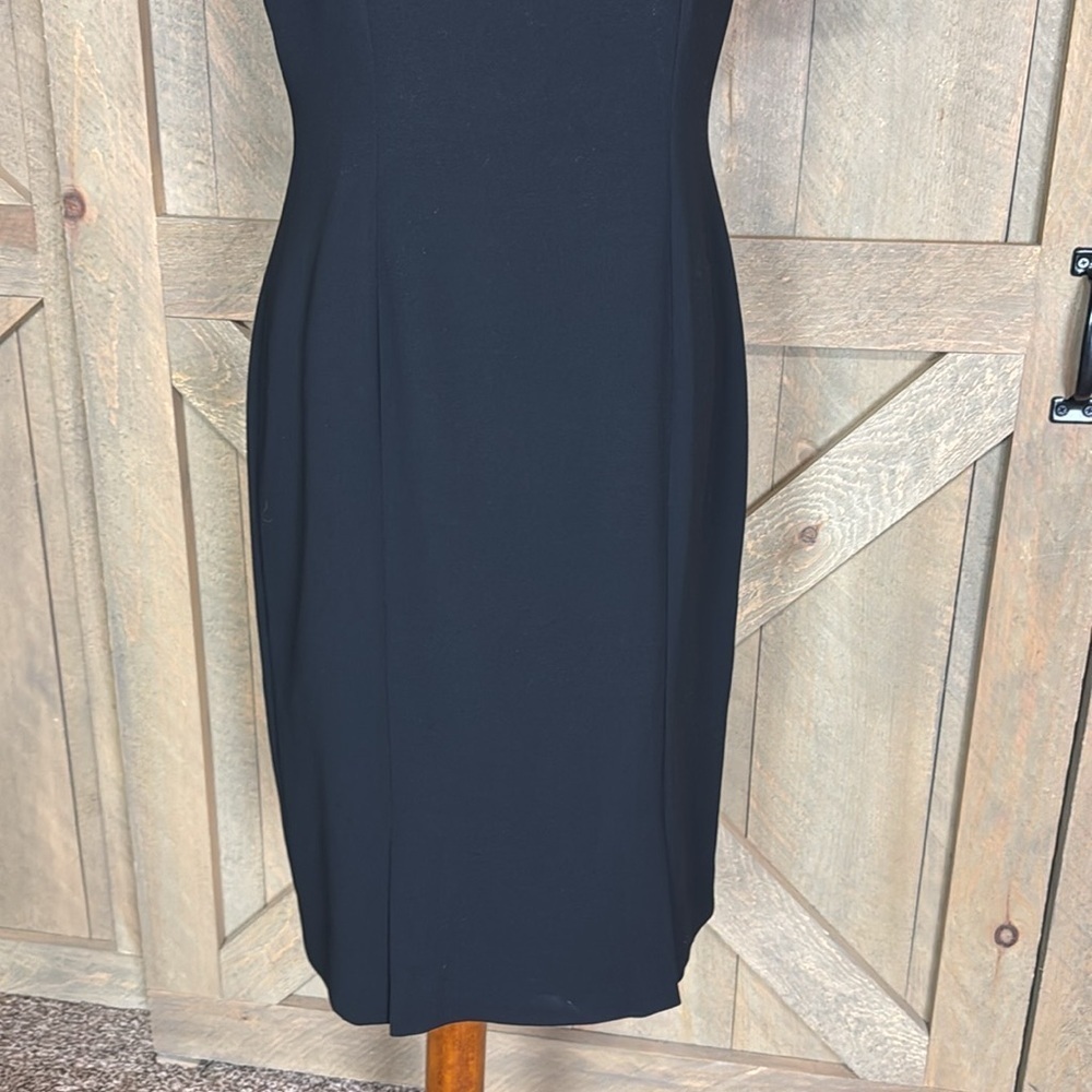 Talbots black sheath dress with mesh and bead detail at the neck and cuffs Sz 8 - Picture 5 of 13